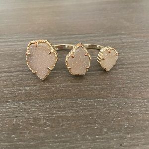 KENDRA SCOTT Naomi Druzy Double Iridescent Ring sz S/M (adjustable) Retail $130